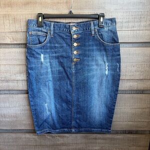 Guess Distressed Denim Pencil Skirt